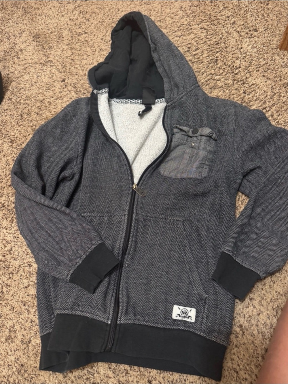 Shaun White Kids' Black-Gray Hooded Zip Jacket